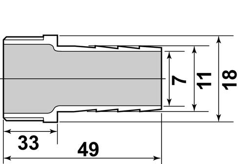 Raccord cannelé en inox M3/8 ø11 mm